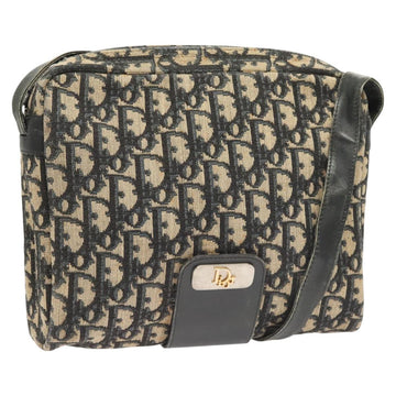 Christian Dior Trotter Canvas Shoulder Bag Navy Gold Auth BA2614