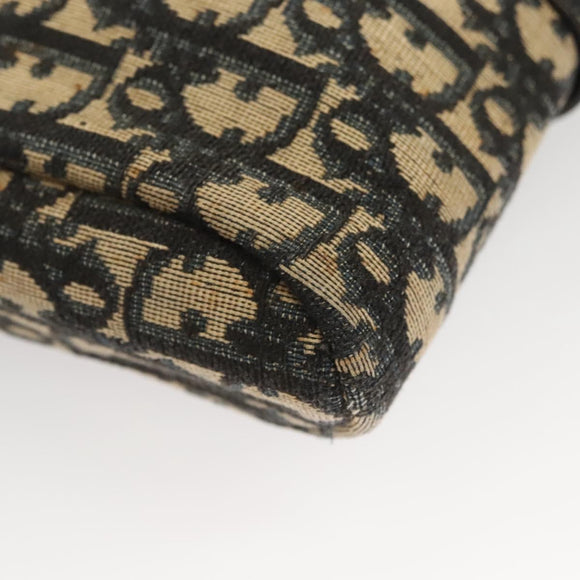 Christian Dior Trotter Canvas Shoulder Bag Navy Gold Auth BA2614