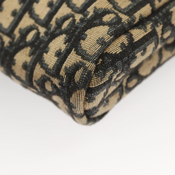 Christian Dior Trotter Canvas Shoulder Bag Navy Gold Auth BA2614