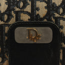 Christian Dior Trotter Canvas Shoulder Bag Navy Gold Auth BA2614-17