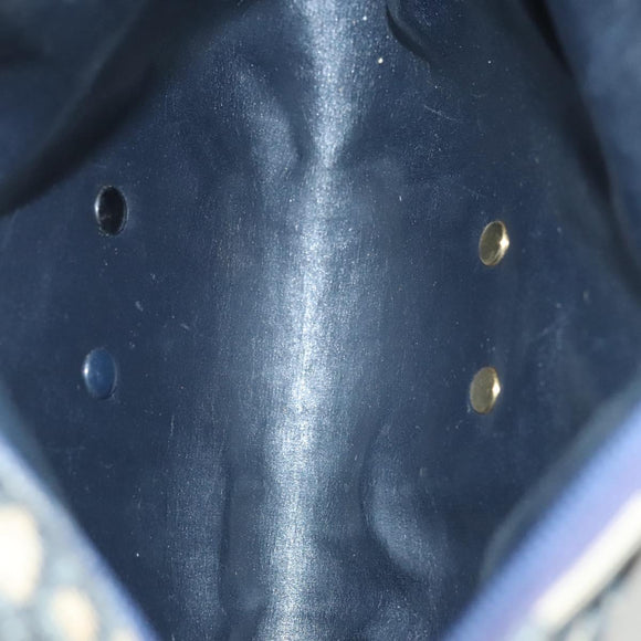 Christian Dior Trotter Canvas Shoulder Bag Navy Gold Auth BA2614