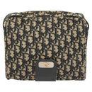 Christian Dior Trotter Canvas Shoulder Bag Navy Gold Auth BA2614-13