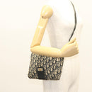 Christian Dior Trotter Canvas Shoulder Bag Navy Gold Auth BA2614-20