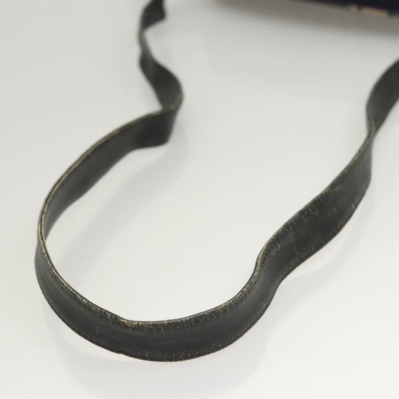 Christian Dior Trotter Canvas Shoulder Bag Navy Gold Auth BA2614