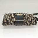 Christian Dior Trotter Canvas Shoulder Bag Navy Gold Auth BA2614-5