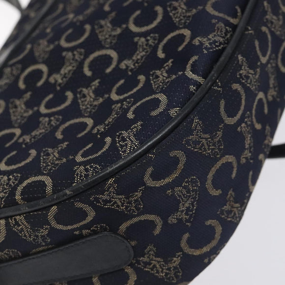 CELINE C Sulky Shoulder Bag Canvas Navy Gold Auth BA2617