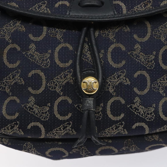 CELINE C Sulky Shoulder Bag Canvas Navy Gold Auth BA2617