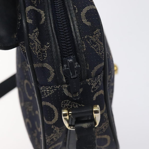 CELINE C Sulky Shoulder Bag Canvas Navy Gold Auth BA2617