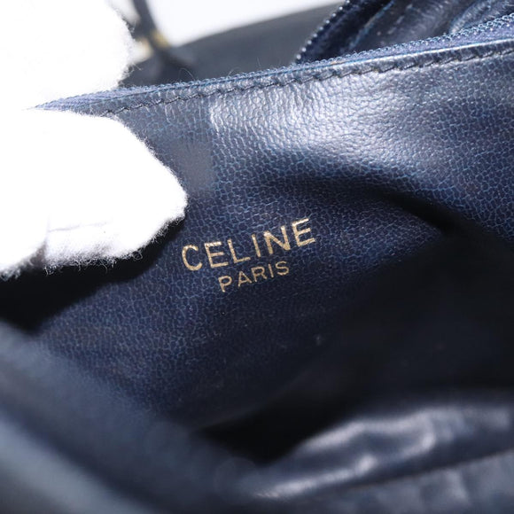 CELINE C Sulky Shoulder Bag Canvas Navy Gold Auth BA2617