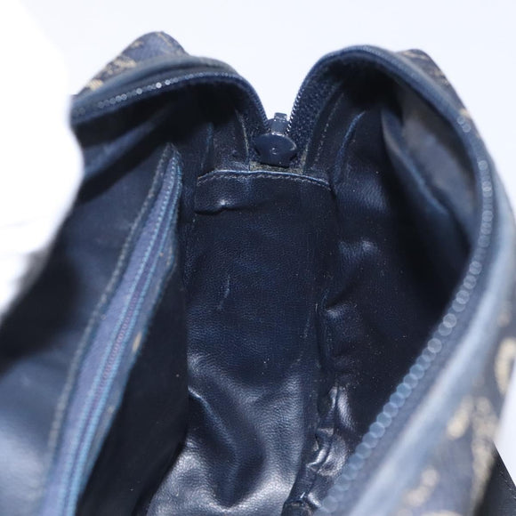 CELINE C Sulky Shoulder Bag Canvas Navy Gold Auth BA2617