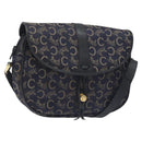 CELINE C Sulky Shoulder Bag Canvas Navy Gold Auth BA2617-1