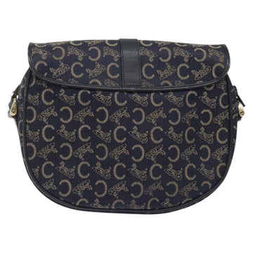 CELINE C Sulky Shoulder Bag Canvas Navy Gold Auth BA2617 - 0