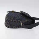 CELINE C Sulky Shoulder Bag Canvas Navy Gold Auth BA2617-3
