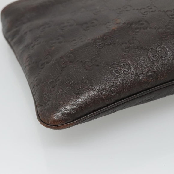 GUCCI GG Canvas Guccissima Bag Leather Dark Brown Gold 201538 Auth BA2619