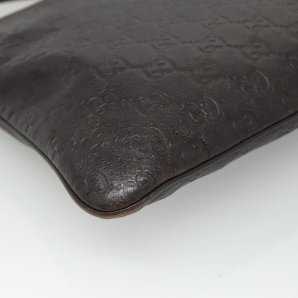 GUCCI GG Canvas Guccissima Bag Leather Dark Brown Gold 201538 Auth BA2619