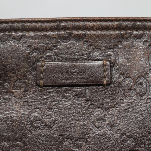 GUCCI GG Canvas Guccissima Bag Leather Dark Brown Gold 201538 Auth BA2619