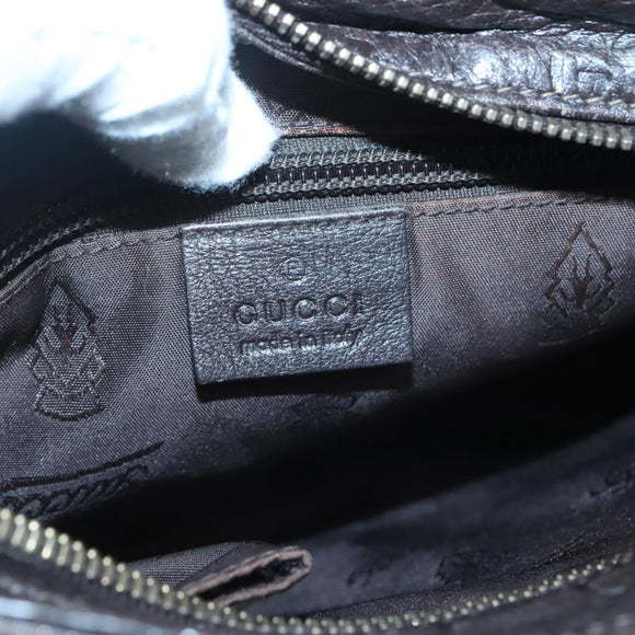 GUCCI GG Canvas Guccissima Bag Leather Dark Brown Gold 201538 Auth BA2619