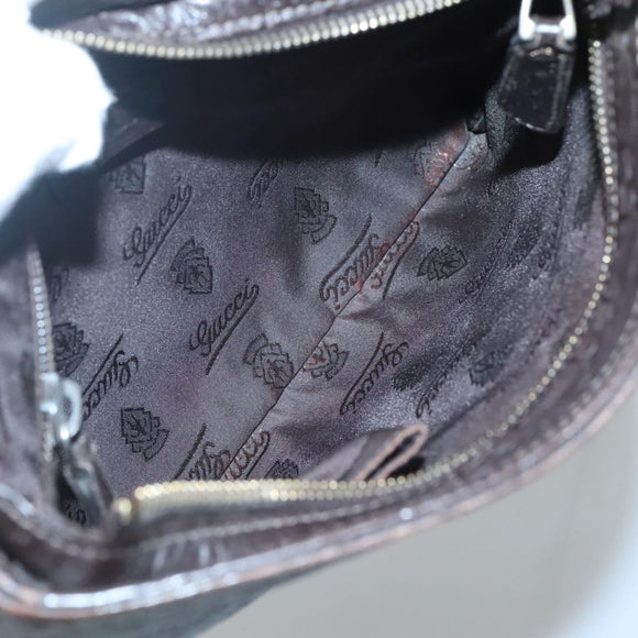 GUCCI GG Canvas Guccissima Bag Leather Dark Brown Gold 201538 Auth BA2619