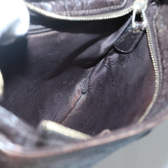 GUCCI GG Canvas Guccissima Bag Leather Dark Brown Gold 201538 Auth BA2619