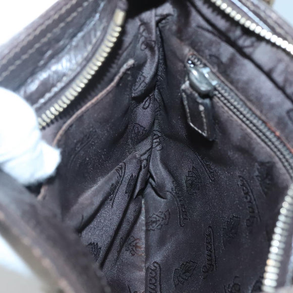 GUCCI GG Canvas Guccissima Bag Leather Dark Brown Gold 201538 Auth BA2619