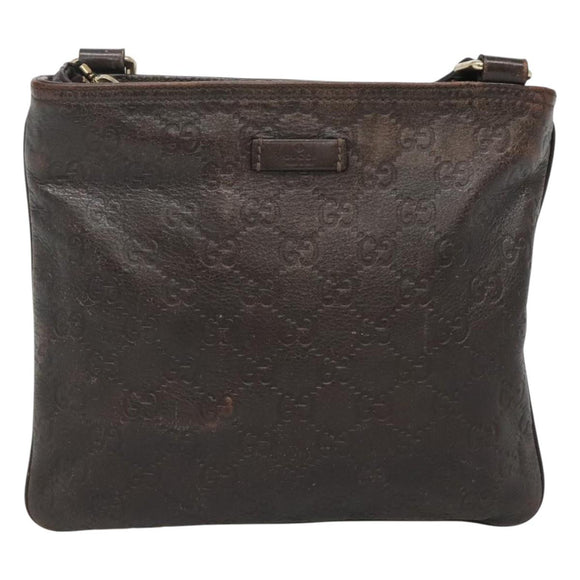 GUCCI GG Canvas Guccissima Bag Leather Dark Brown Gold 201538 Auth BA2619