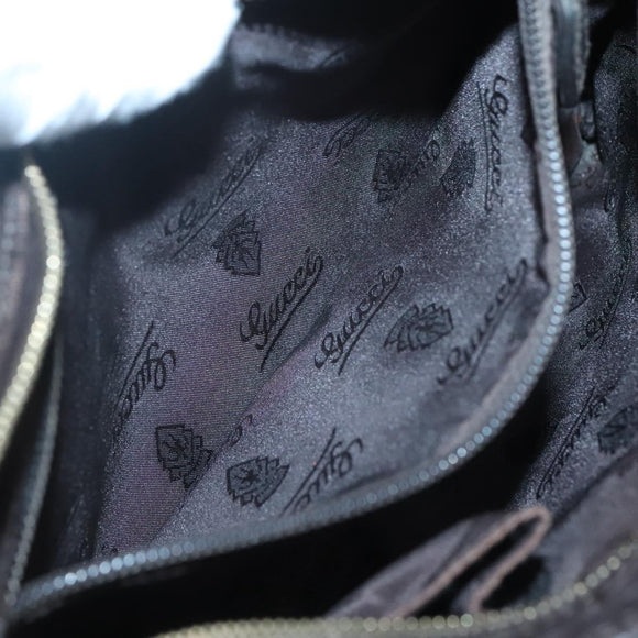 GUCCI GG Canvas Guccissima Bag Leather Dark Brown Gold 201538 Auth BA2619