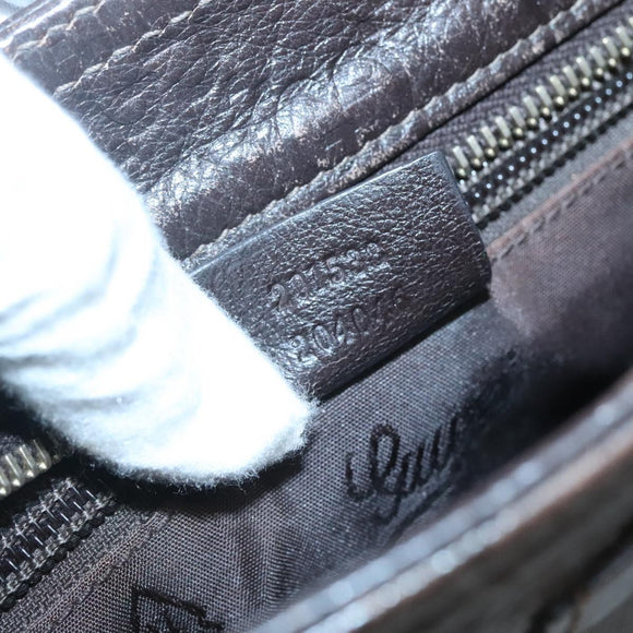 GUCCI GG Canvas Guccissima Bag Leather Dark Brown Gold 201538 Auth BA2619