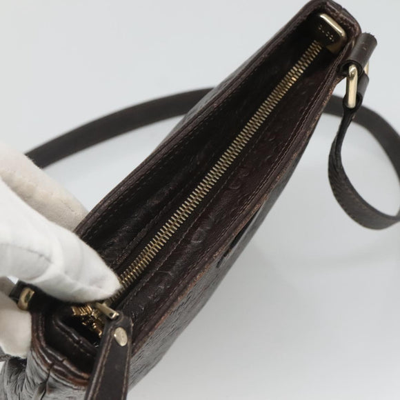 GUCCI GG Canvas Guccissima Bag Leather Dark Brown Gold 201538 Auth BA2619