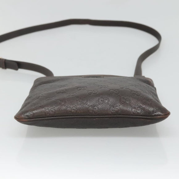 GUCCI GG Canvas Guccissima Bag Leather Dark Brown Gold 201538 Auth BA2619