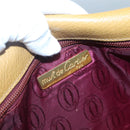 CARTIER Must Line Clutch Bag Leather Brown Gold Auth BA2622-12