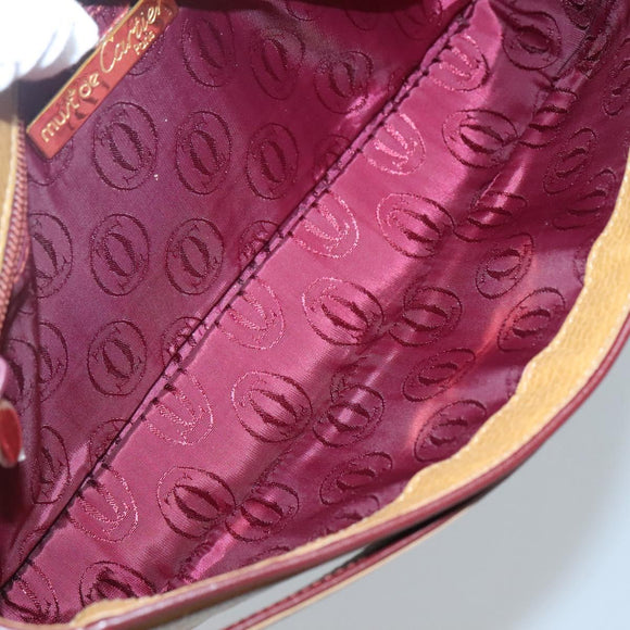 CARTIER Must Line Clutch Bag Leather Brown Gold Auth BA2622