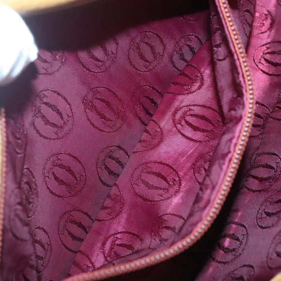 CARTIER Must Line Clutch Bag Leather Brown Gold Auth BA2622