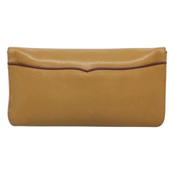 CARTIER Must Line Clutch Bag Leather Brown Gold Auth BA2622
