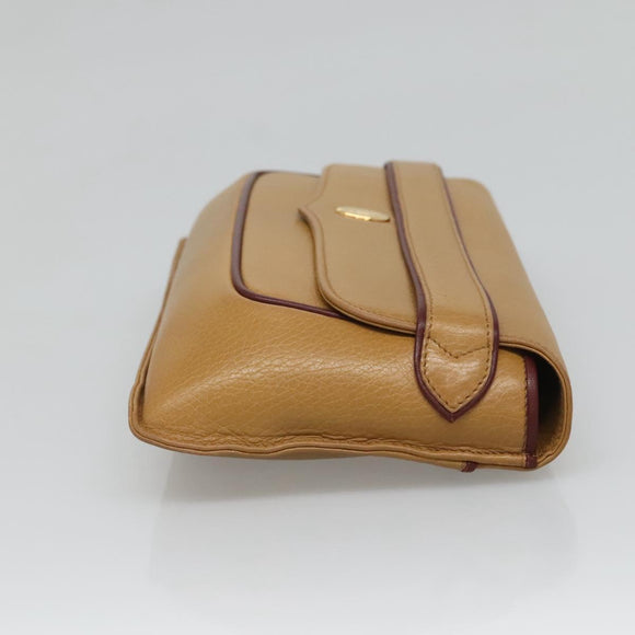 CARTIER Must Line Clutch Bag Leather Brown Gold Auth BA2622