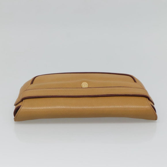 CARTIER Must Line Clutch Bag Leather Brown Gold Auth BA2622