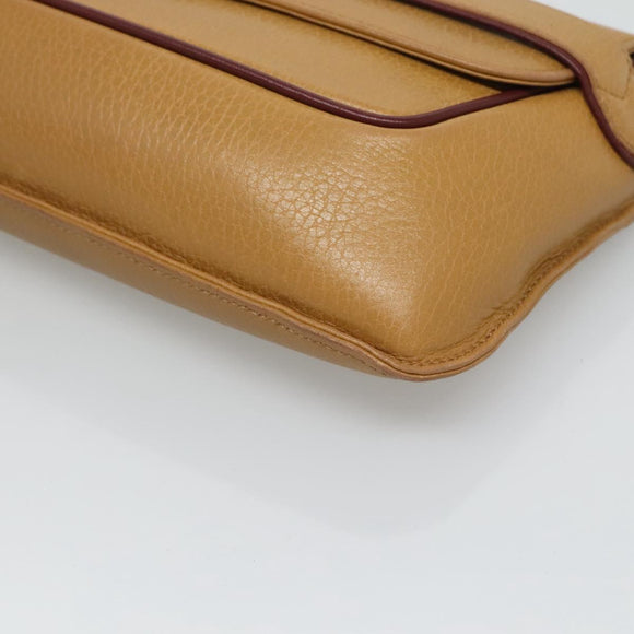 CARTIER Must Line Clutch Bag Leather Brown Gold Auth BA2622