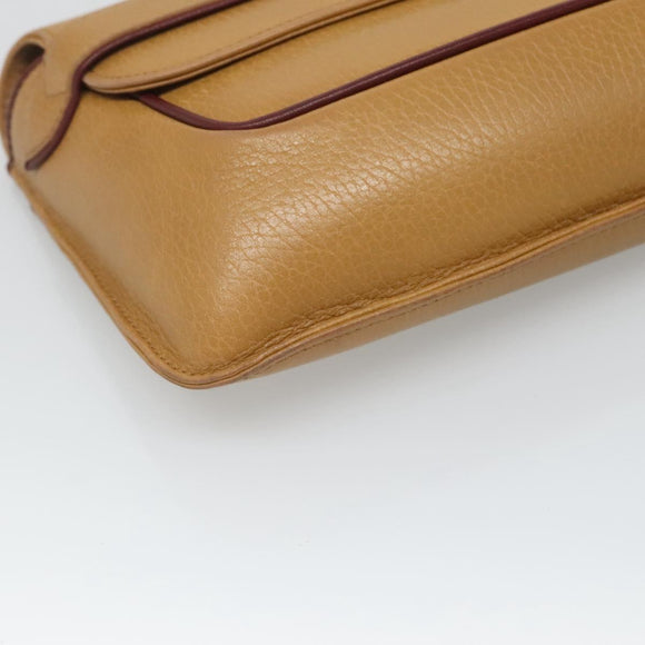 CARTIER Must Line Clutch Bag Leather Brown Gold Auth BA2622