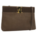 Salvatore Ferragamo Shoulder Bag Suede Brown Gold Auth BA2629-1