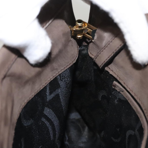 Salvatore Ferragamo Shoulder Bag Suede Brown Gold Auth BA2629