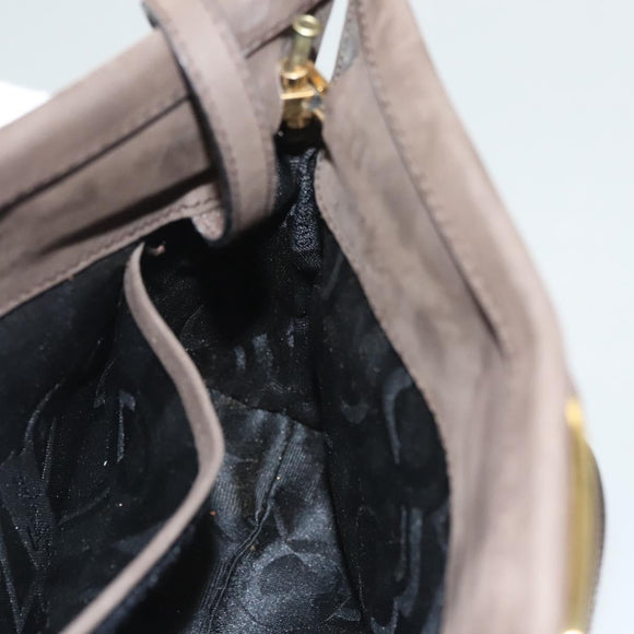 Salvatore Ferragamo Shoulder Bag Suede Brown Gold Auth BA2629