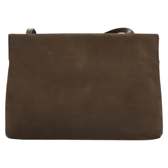 Salvatore Ferragamo Shoulder Bag Suede Brown Gold Auth BA2629