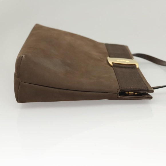 Salvatore Ferragamo Shoulder Bag Suede Brown Gold Auth BA2629