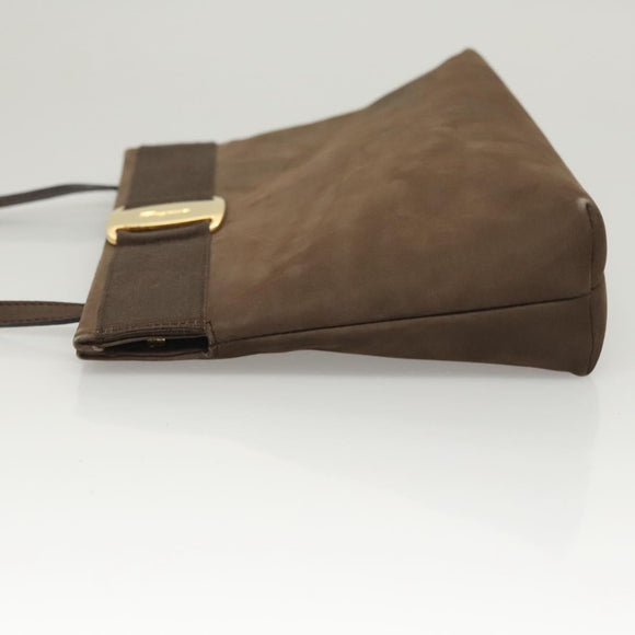Salvatore Ferragamo Shoulder Bag Suede Brown Gold Auth BA2629