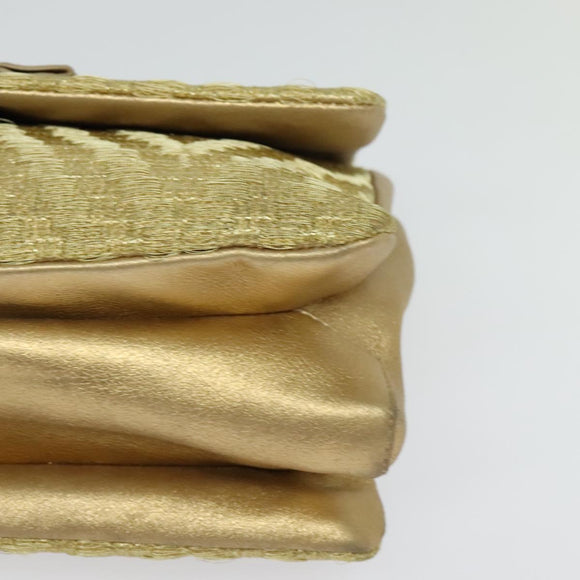 Salvatore Ferragamo Vala Chain Shoulder Bag Leather Gold Auth BA2630