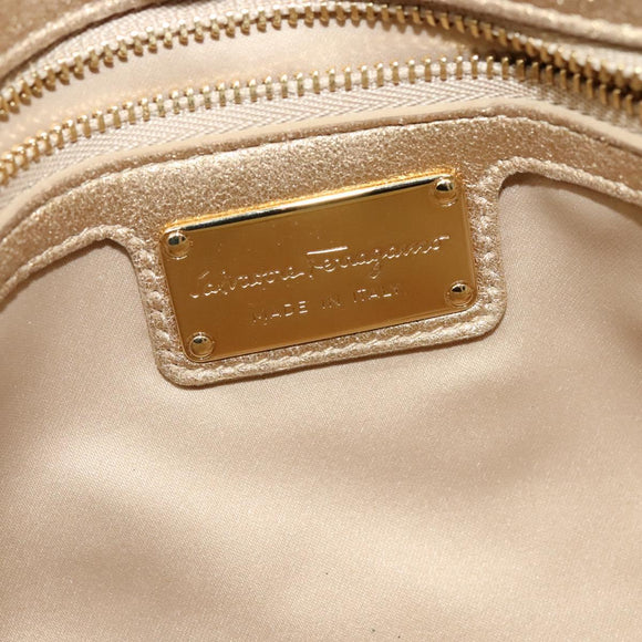 Salvatore Ferragamo Vala Chain Shoulder Bag Leather Gold Auth BA2630