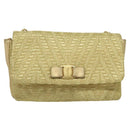 Salvatore Ferragamo Vala Chain Shoulder Bag Leather Gold Auth BA2630-2