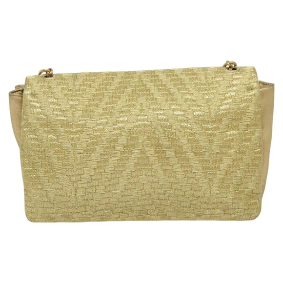 Salvatore Ferragamo Vala Chain Shoulder Bag Leather Gold Auth BA2630