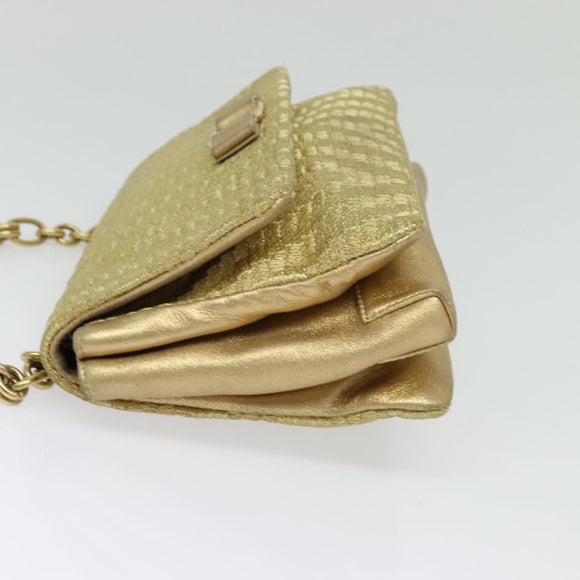 Salvatore Ferragamo Vala Chain Shoulder Bag Leather Gold Auth BA2630