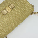 Salvatore Ferragamo Vala Chain Shoulder Bag Leather Gold Auth BA2630-6