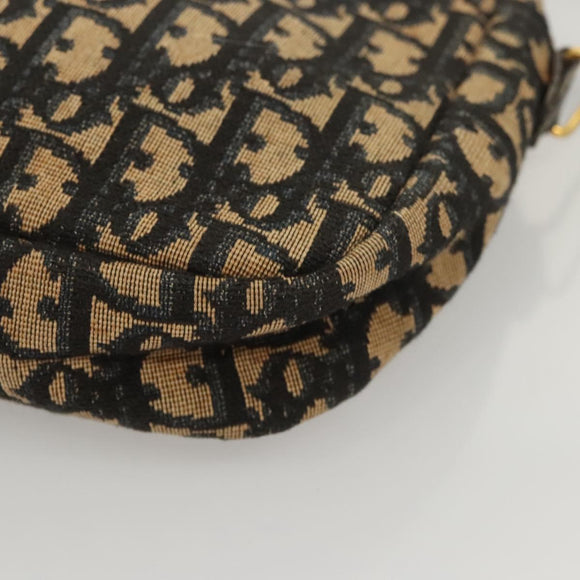 Christian Dior Trotter Canvas Shoulder Bag Navy Gold Auth BA2631